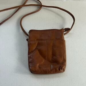 ILI New York Mini Sac Crossbody Bag Genuine Leather Brown Distressed Leather